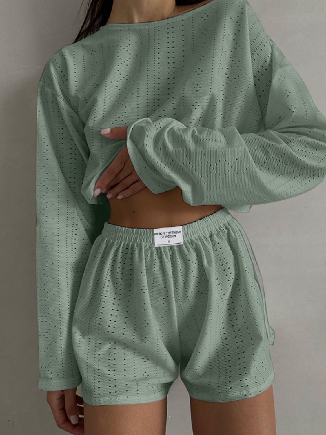 Eliza Eyelet Round Neck Top and Shorts Set