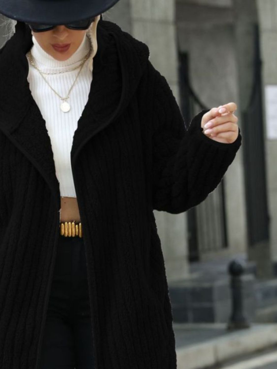 Corduroy Tracks ⛷️ Open Front Ribbed Hooded Coat