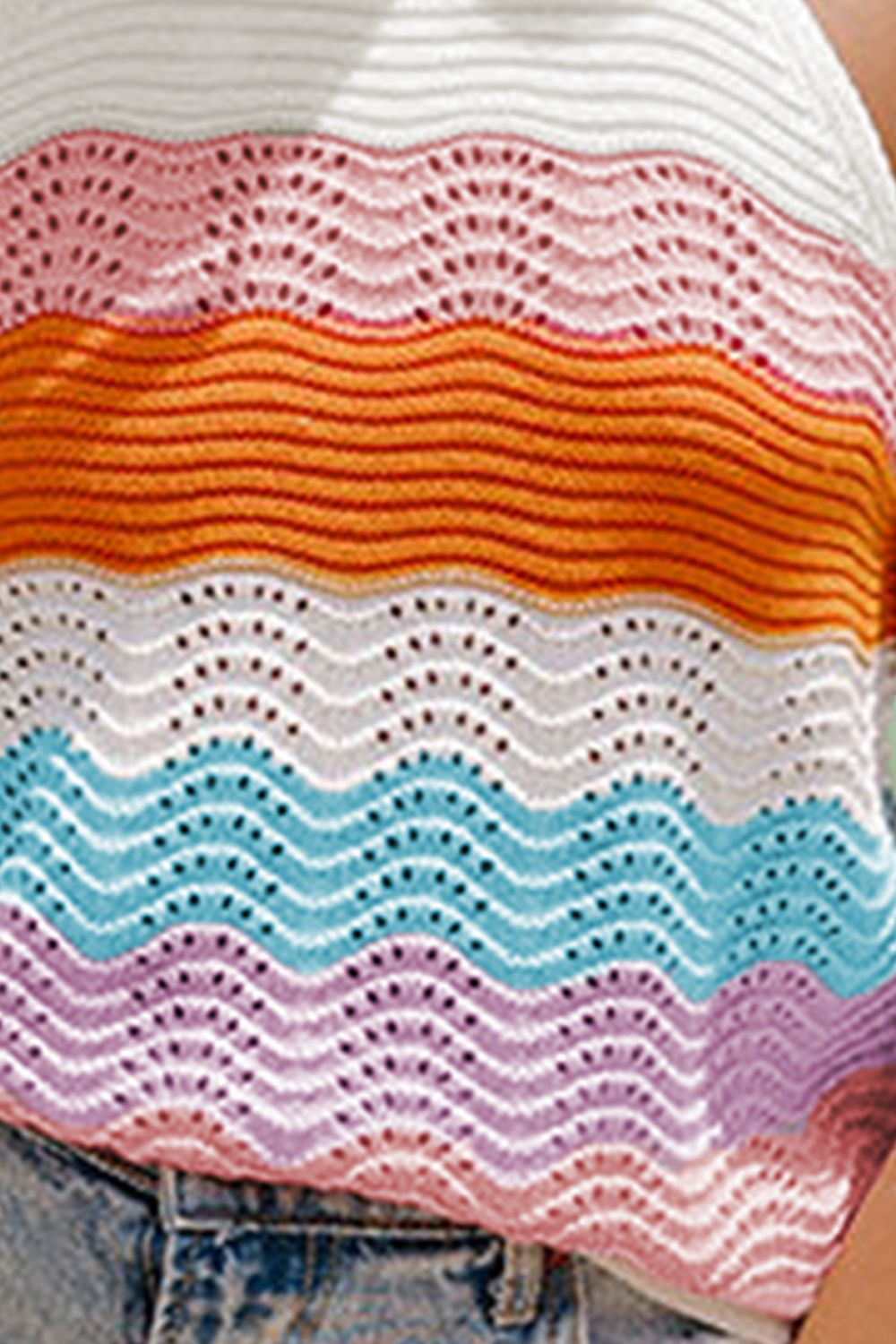 Sunrise Color Block Round Neck Knit Vest