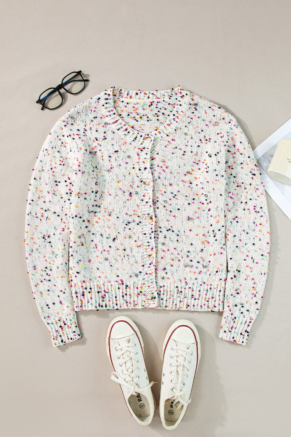 Funfetti Button Up Long Sleeve Cardigan