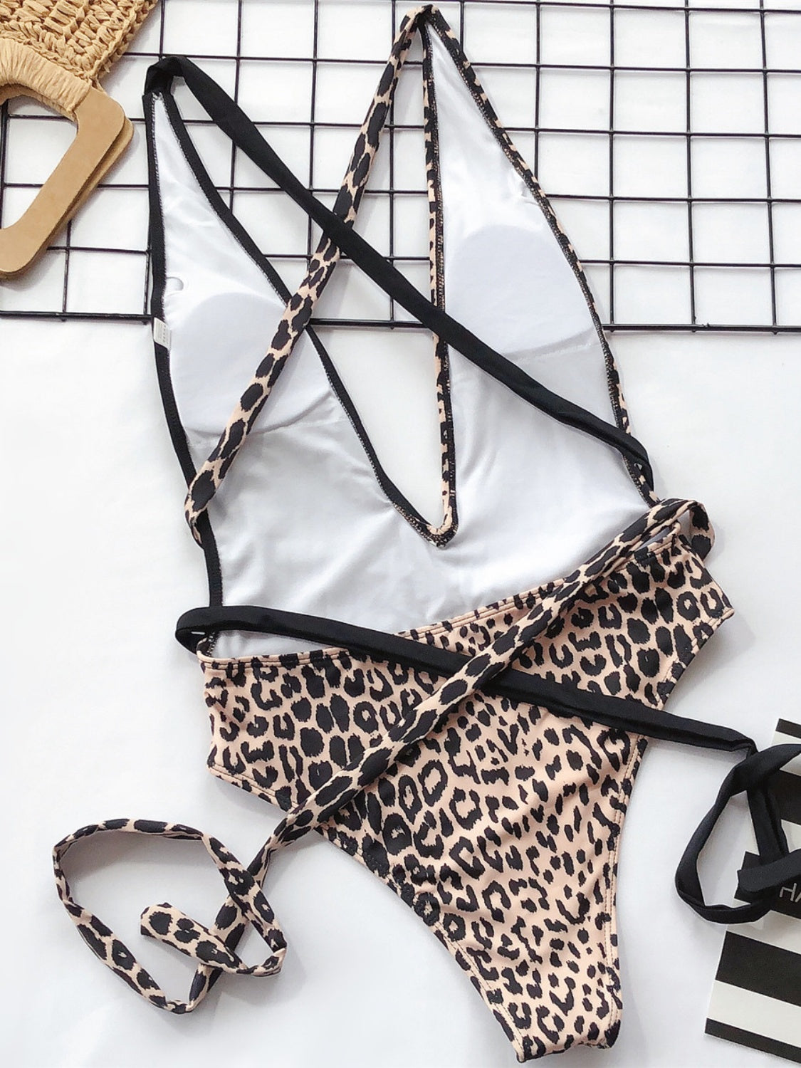 Leo Leopard Tied Back Plunge One-Piece Swimwear