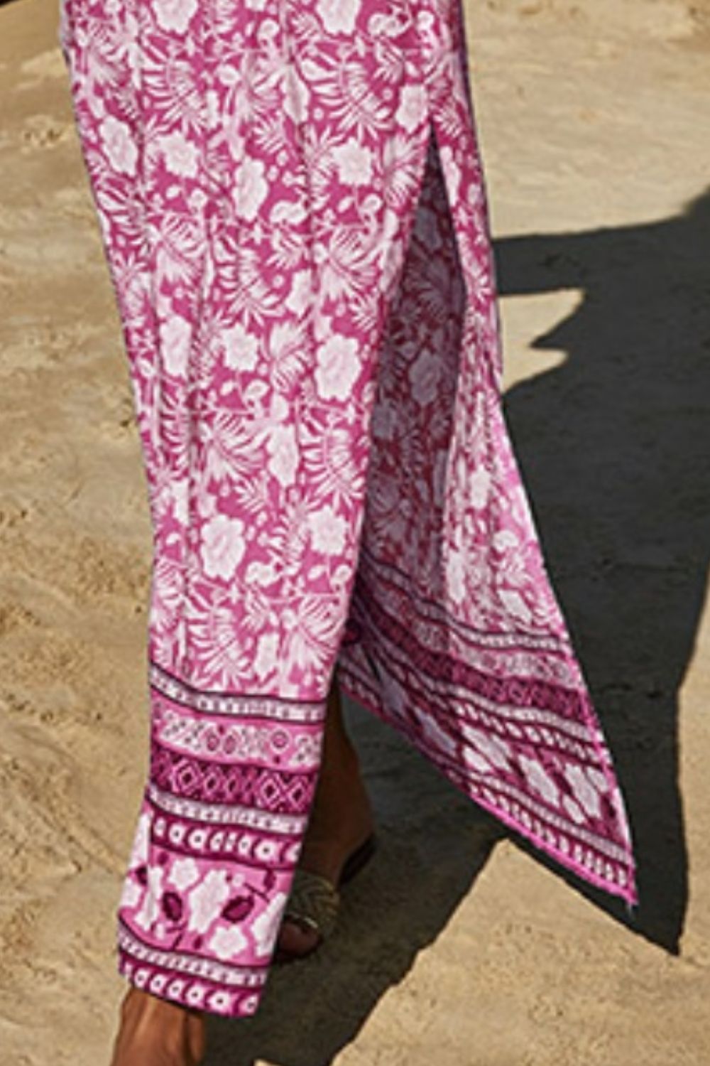 Aquiline Printed Half Sleeve Top and Slit Skirt Set