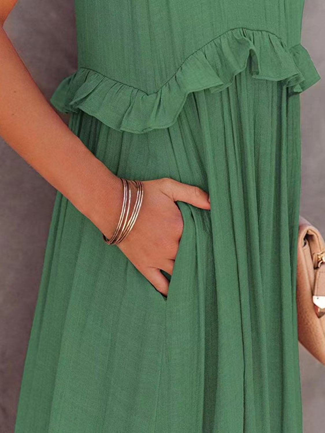 Abby Ruffled Sleeveless Tiered Maxi Dress with Pockets
