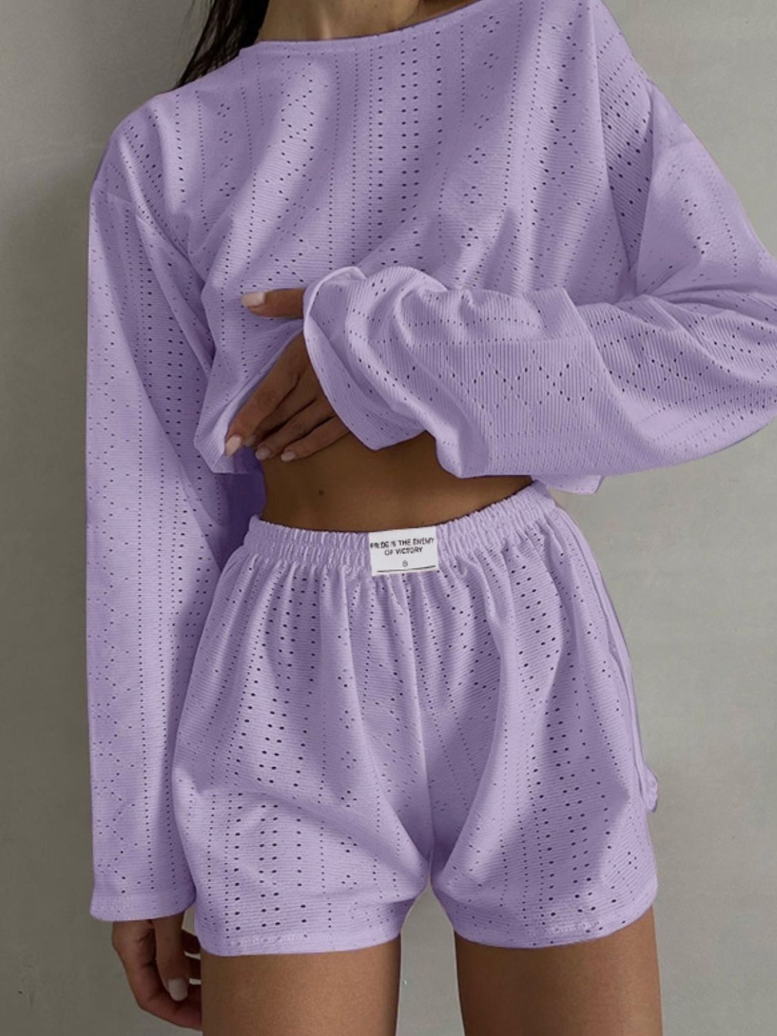 Eliza Eyelet Round Neck Top and Shorts Set