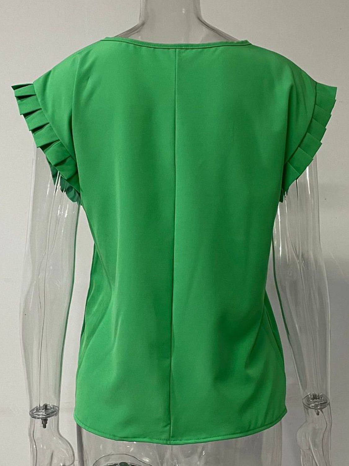 Ready or Not Ruffled Round Neck Cap Sleeve Blouse