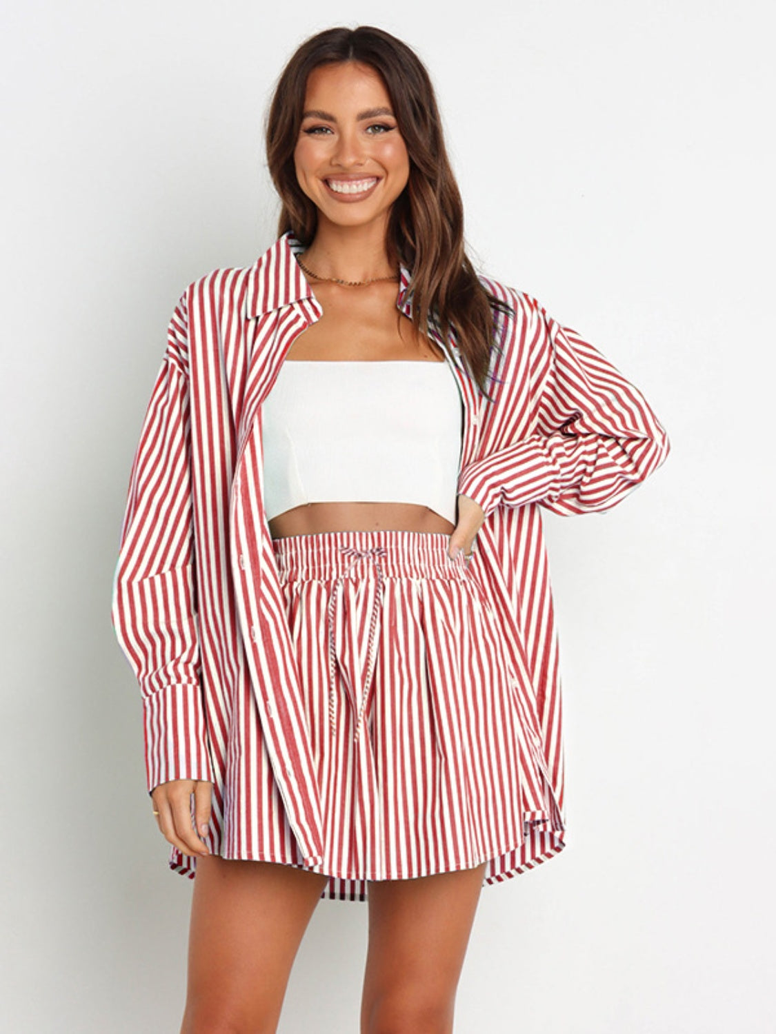 Sterling Striped Dropped Shoulder Shirt and Shorts Set