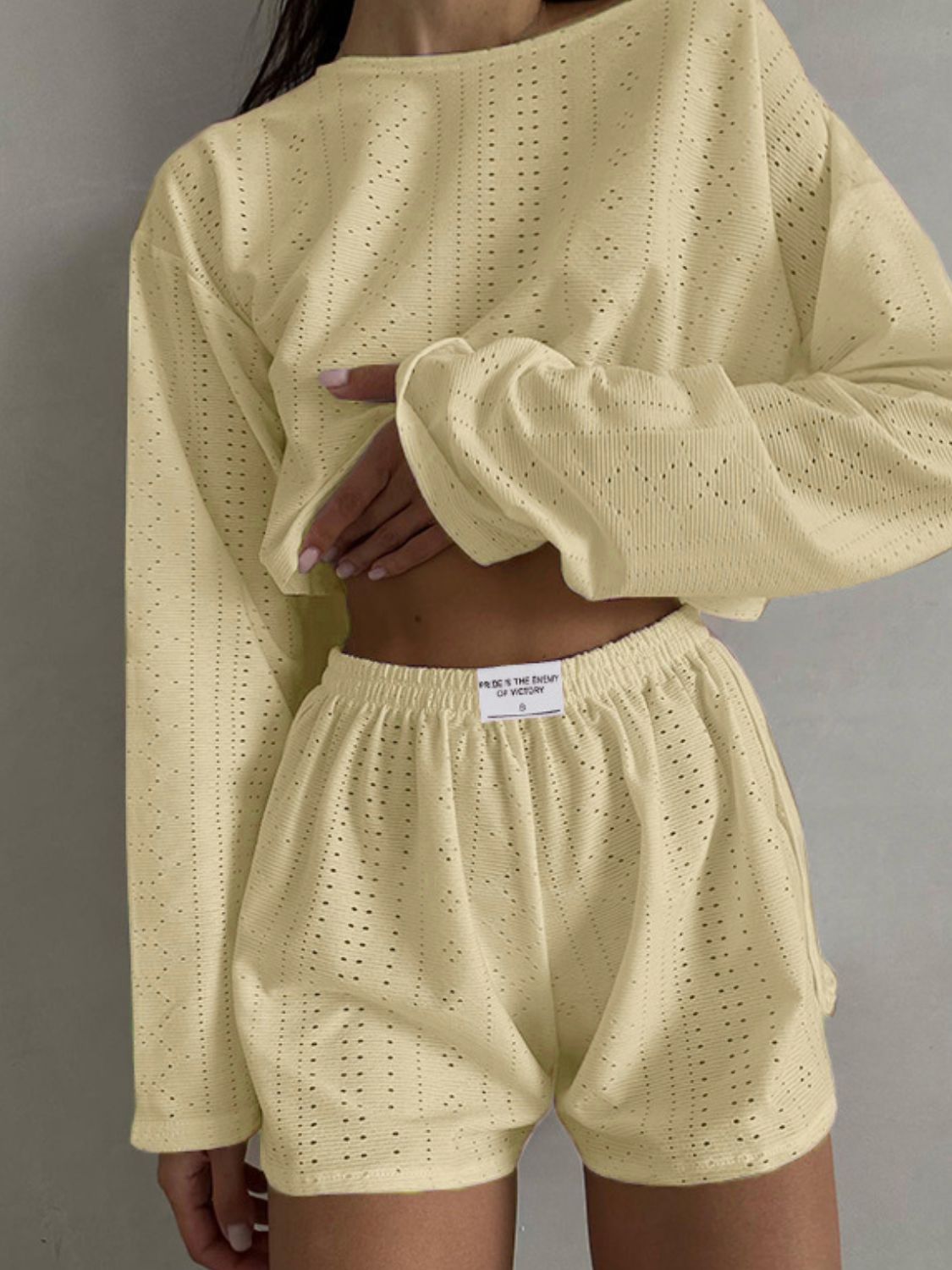 Eliza Eyelet Round Neck Top and Shorts Set