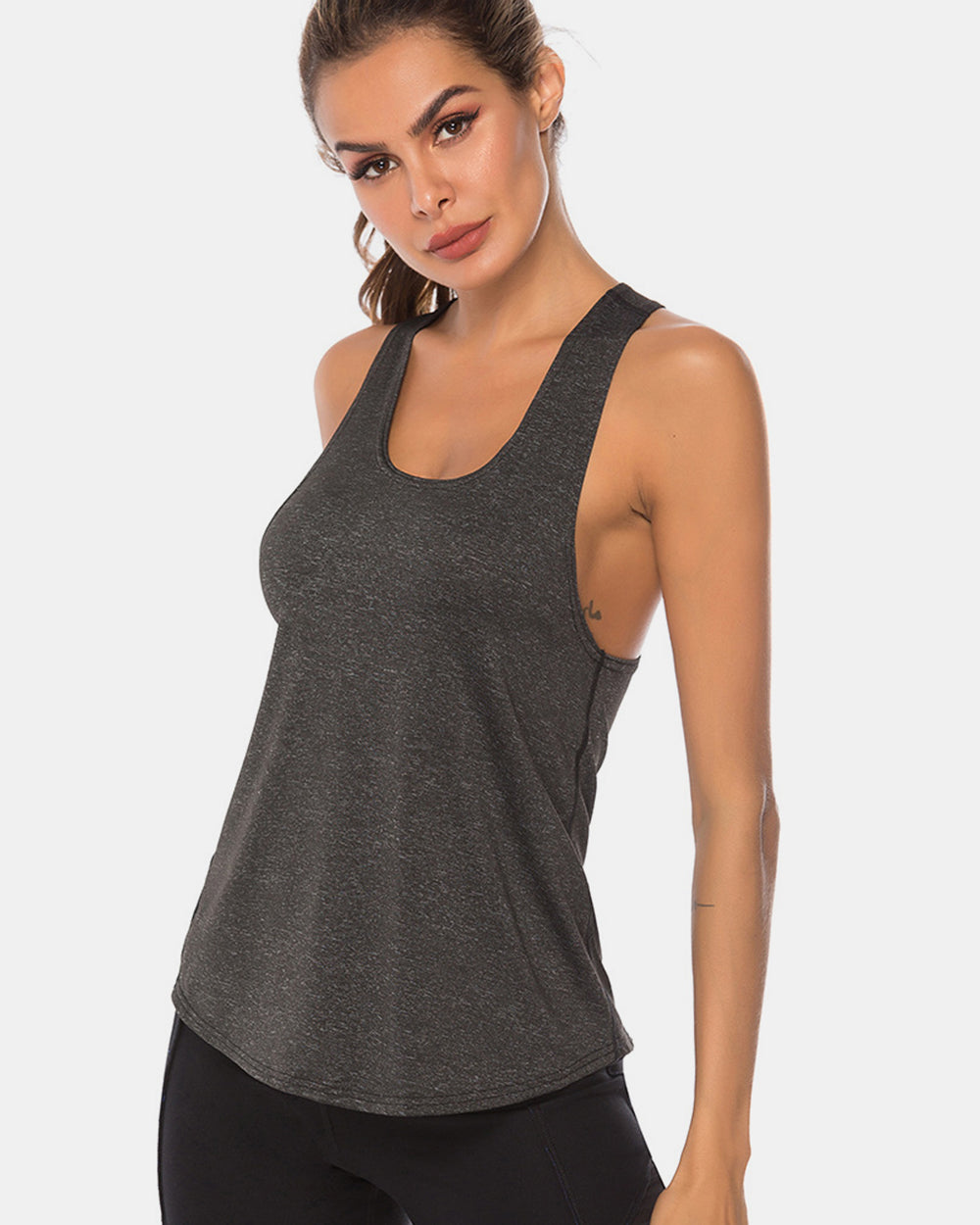 Janine Full Size Scoop Neck Wide Strap Active Tank