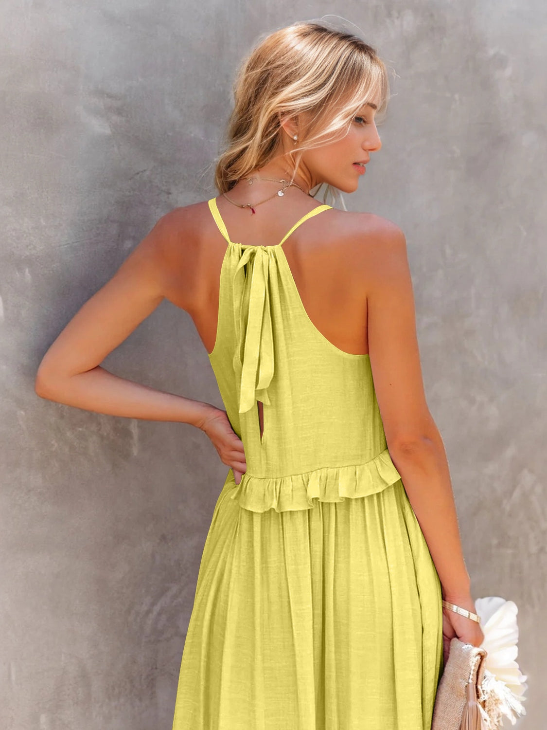Abby Ruffled Sleeveless Tiered Maxi Dress with Pockets