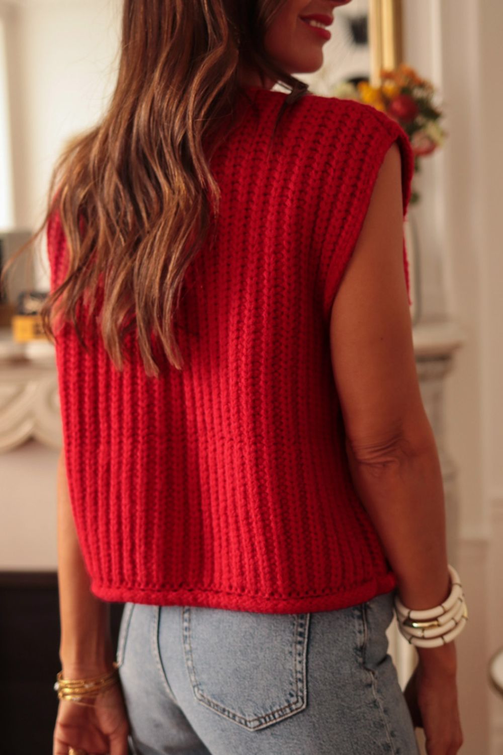 Prancer Button Down Sweater Vest with Pockets
