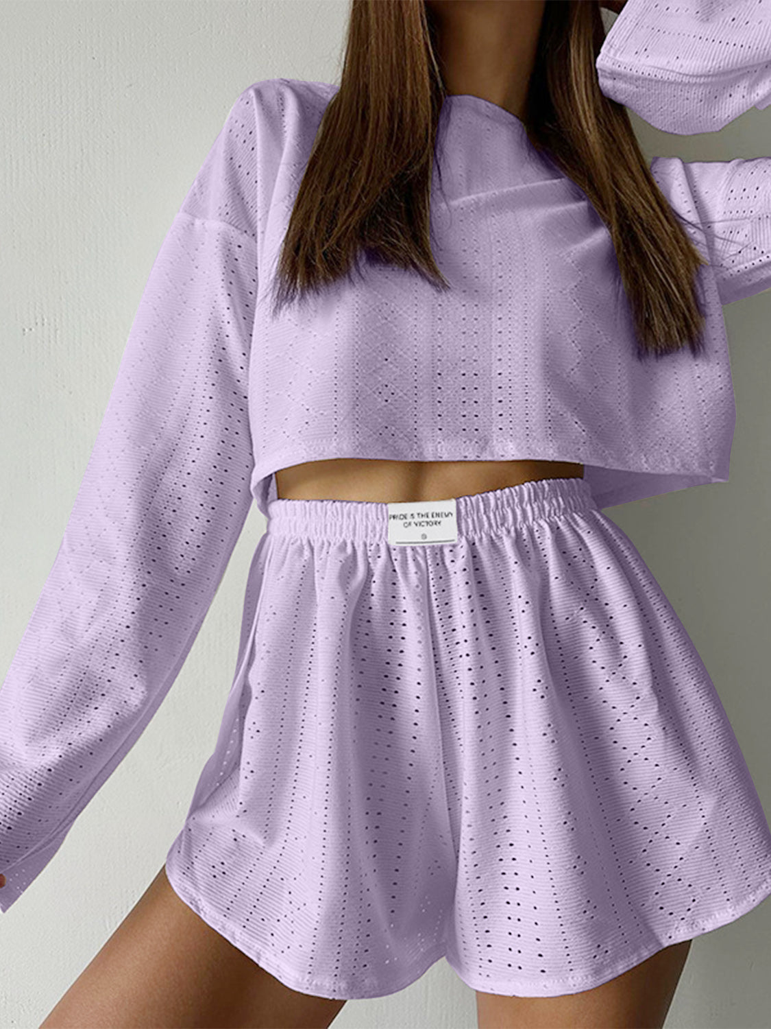Eliza Eyelet Round Neck Top and Shorts Set