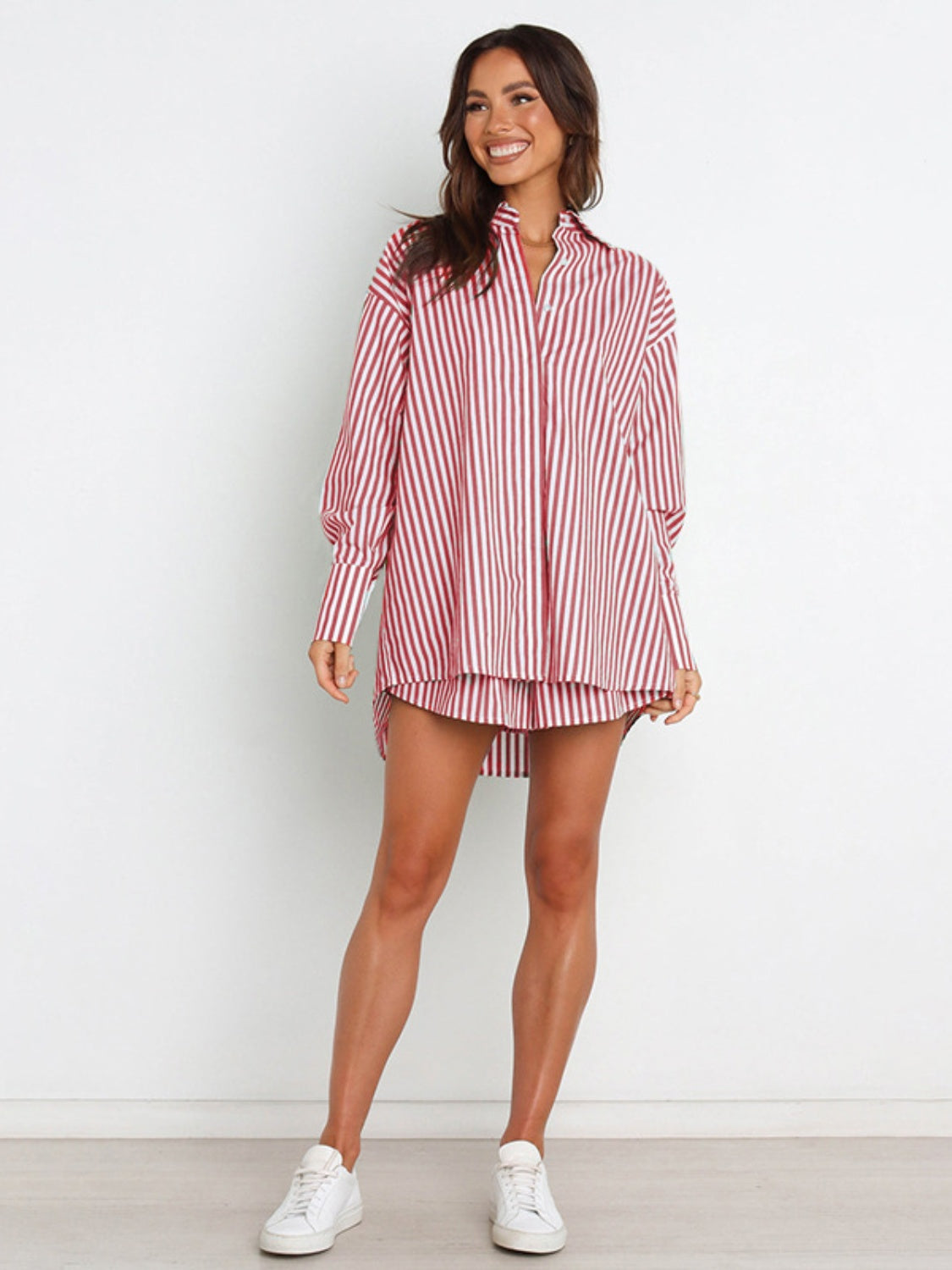 Sterling Striped Dropped Shoulder Shirt and Shorts Set
