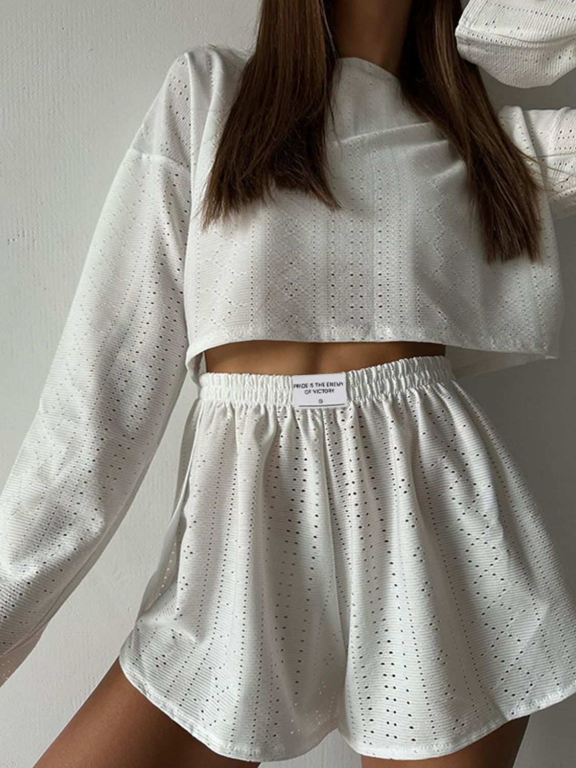 Eliza Eyelet Round Neck Top and Shorts Set
