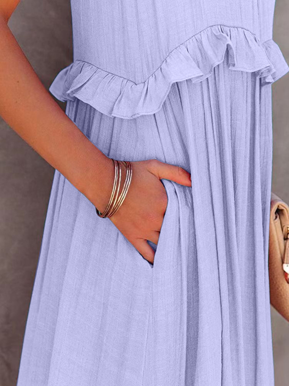 Abby Ruffled Sleeveless Tiered Maxi Dress with Pockets
