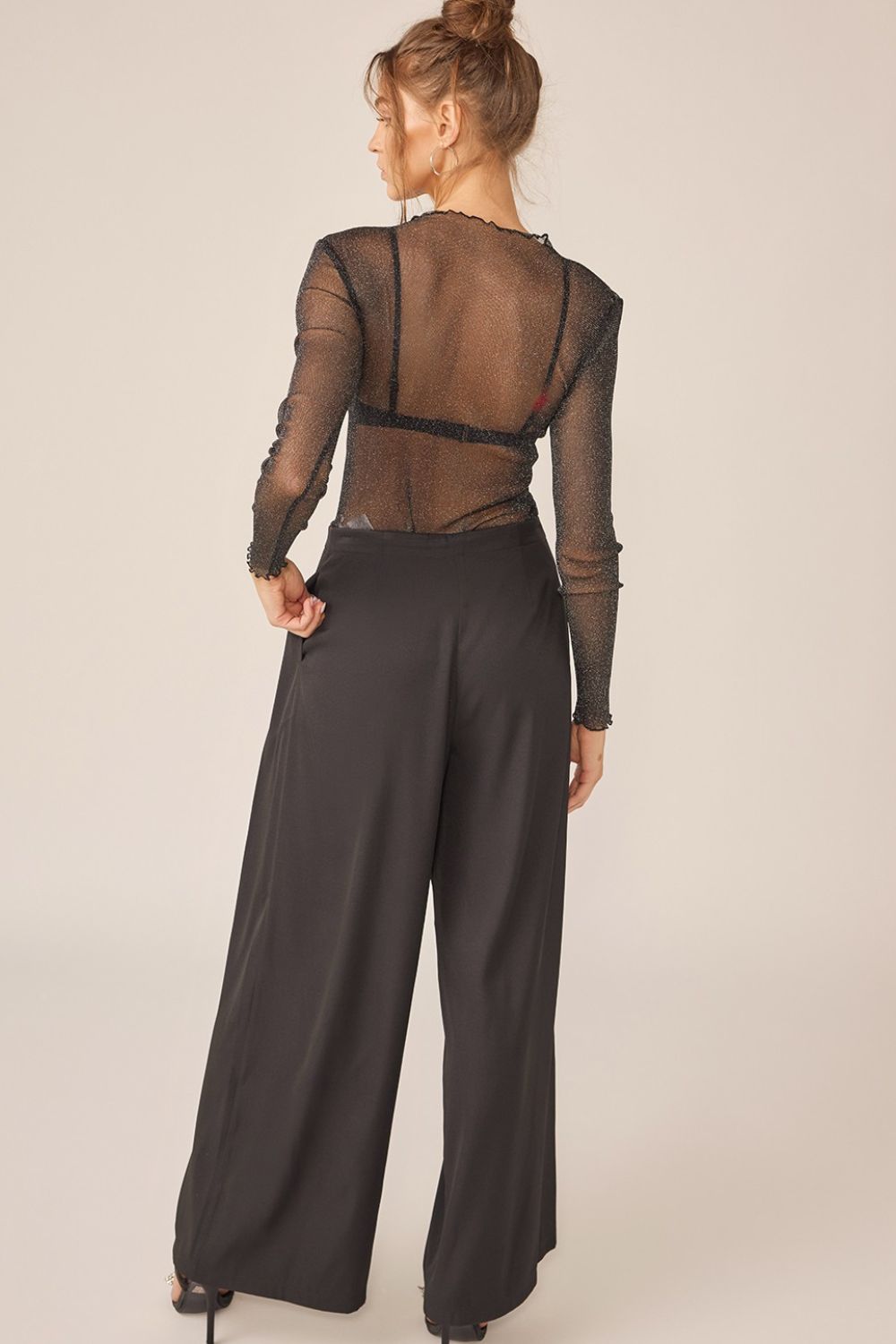 Idem Ditto Sparkling Glitter Long Sleeve Sheer Top Festival Season