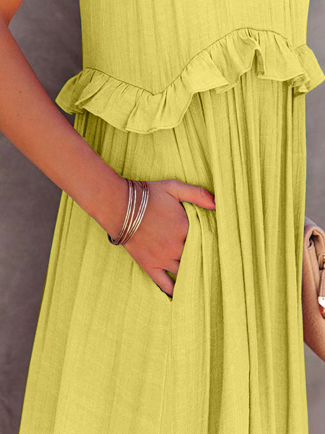Abby Ruffled Sleeveless Tiered Maxi Dress with Pockets
