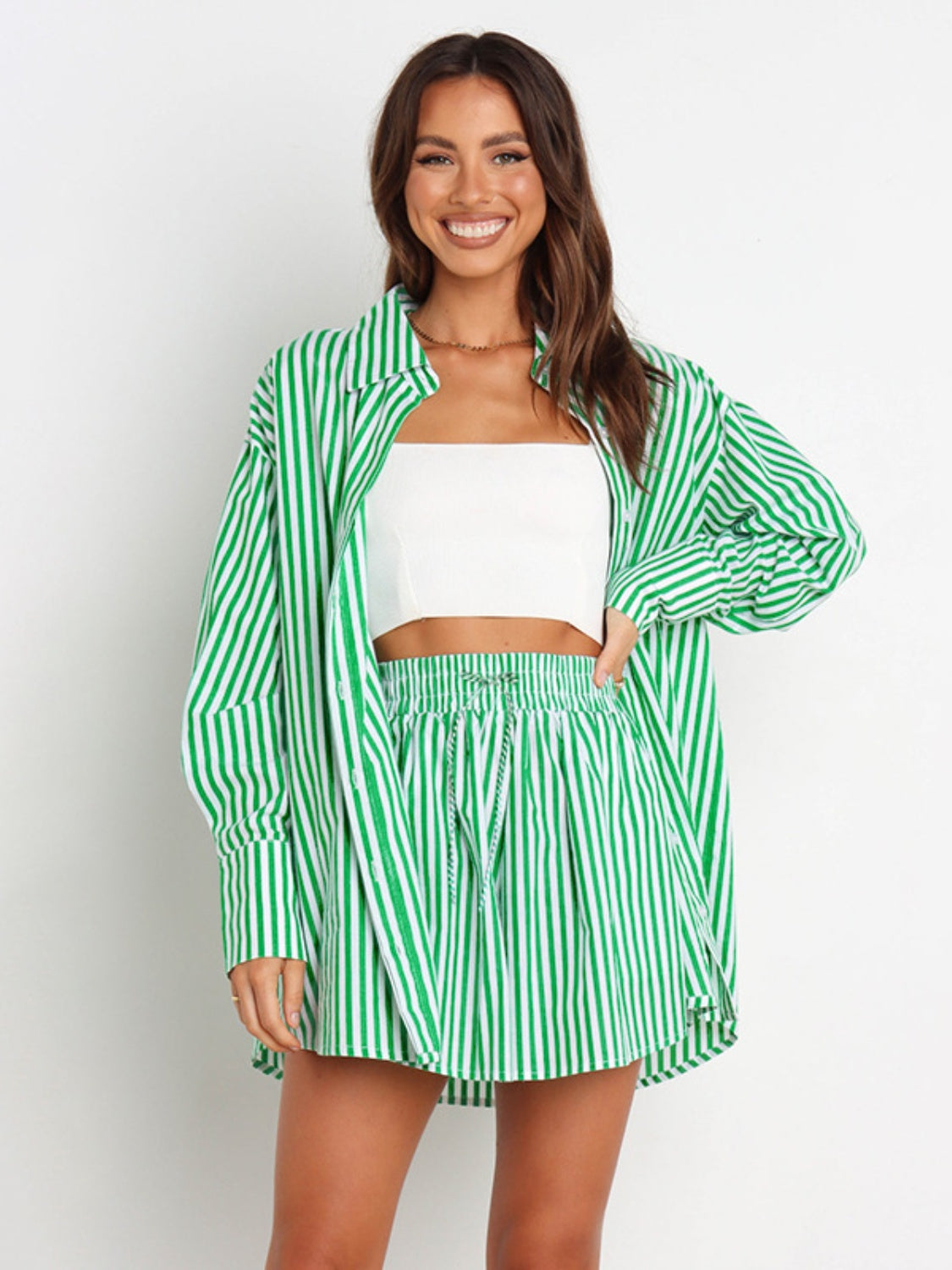 Sterling Striped Dropped Shoulder Shirt and Shorts Set