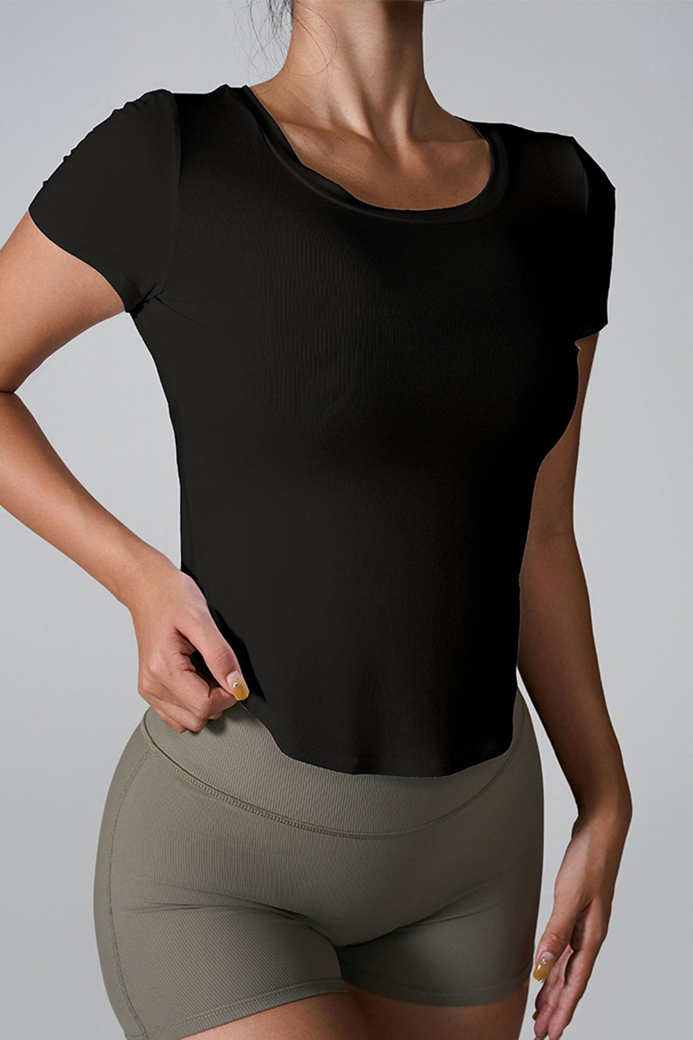 Olivia Cutout Round Neck Short Sleeve Active T-Shirt