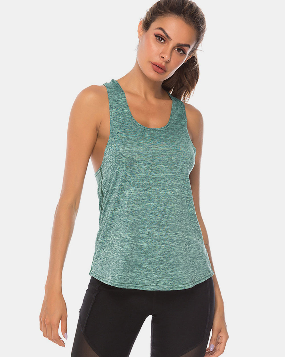 Janine Full Size Scoop Neck Wide Strap Active Tank