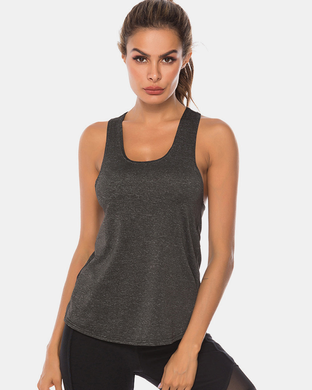 Janine Full Size Scoop Neck Wide Strap Active Tank