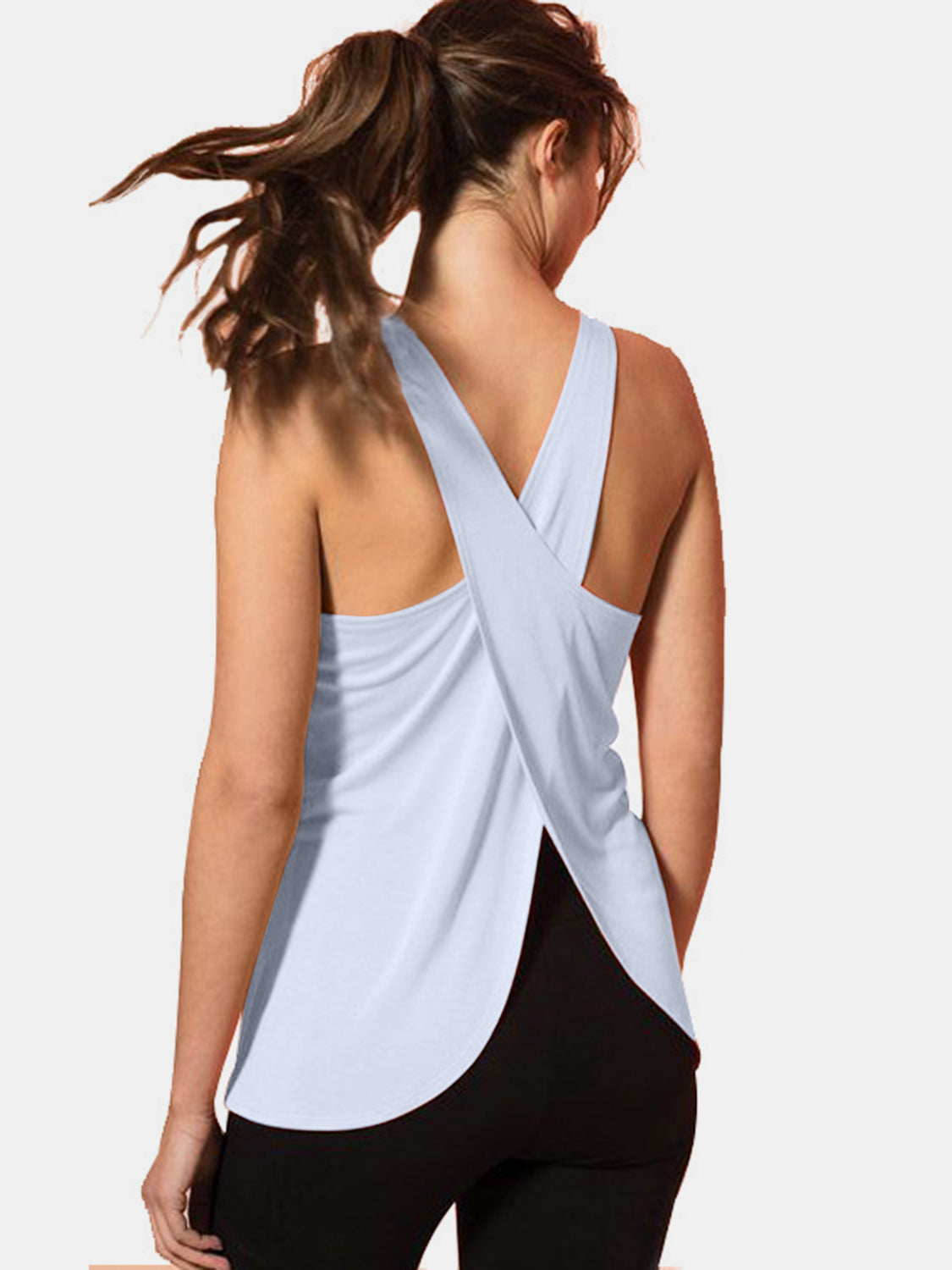 Janine Crisscross Scoop Neck Active Tank