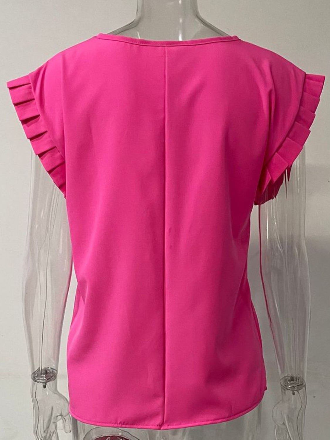 Ready or Not Ruffled Round Neck Cap Sleeve Blouse