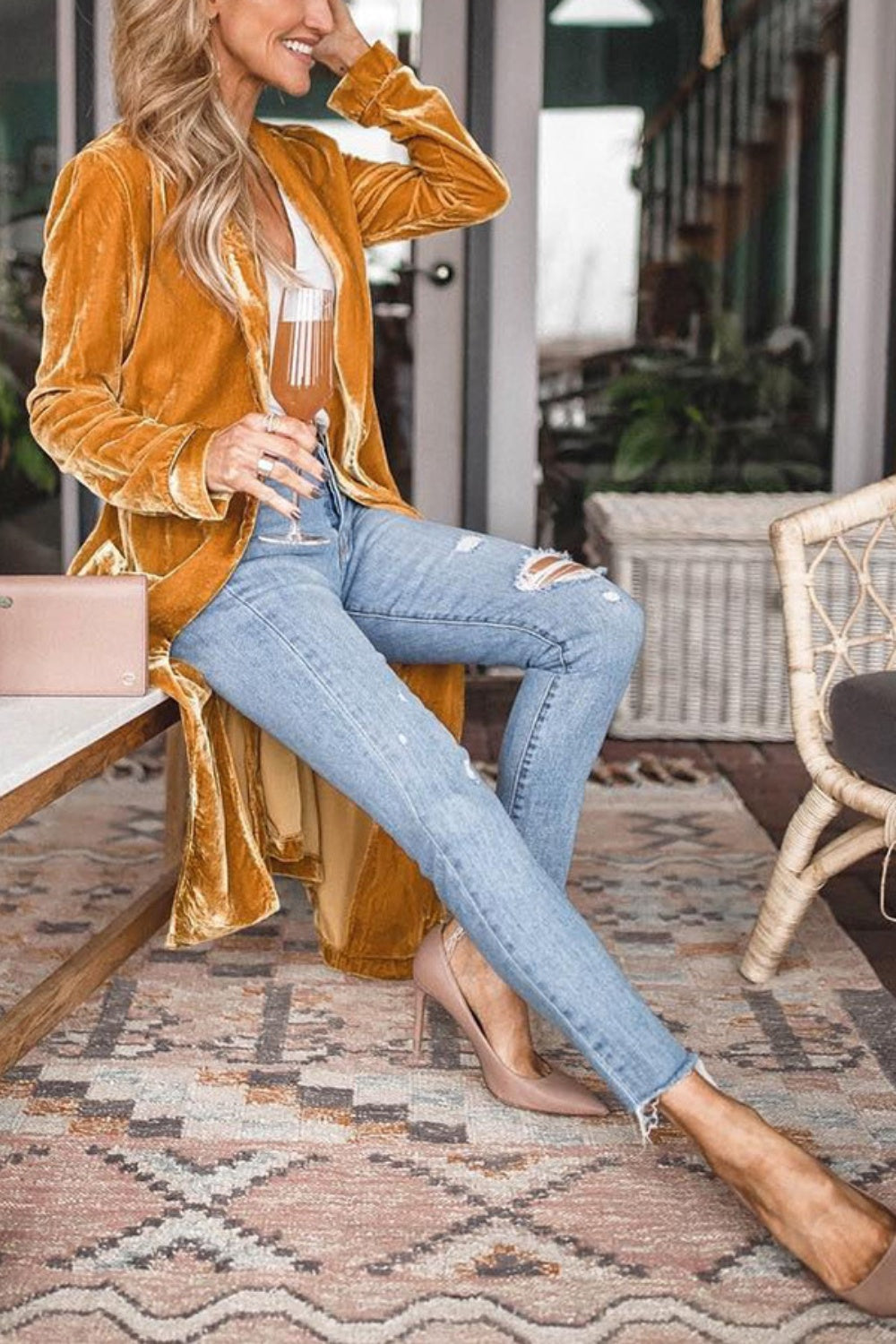 Polly Open Front Long Sleeve Coat