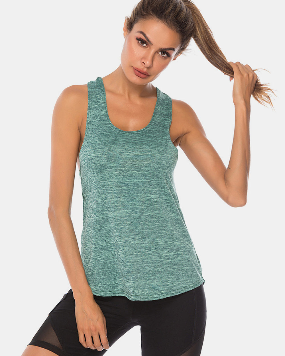 Janine Full Size Scoop Neck Wide Strap Active Tank