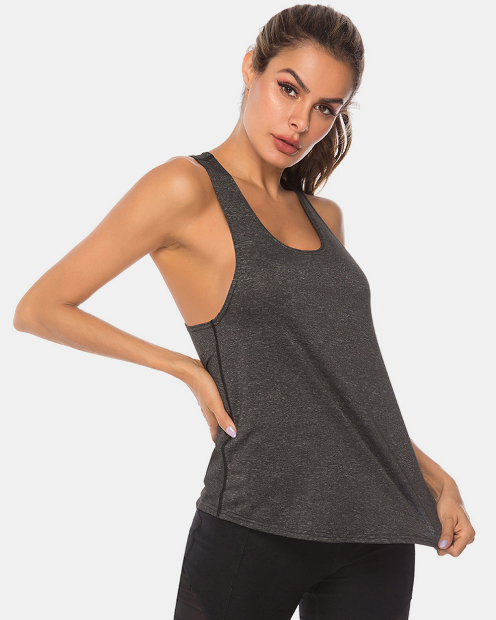 Janine Full Size Scoop Neck Wide Strap Active Tank