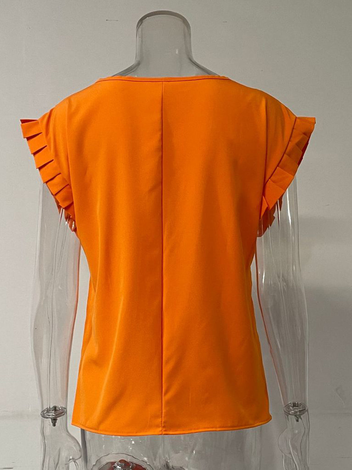 Ready or Not Ruffled Round Neck Cap Sleeve Blouse