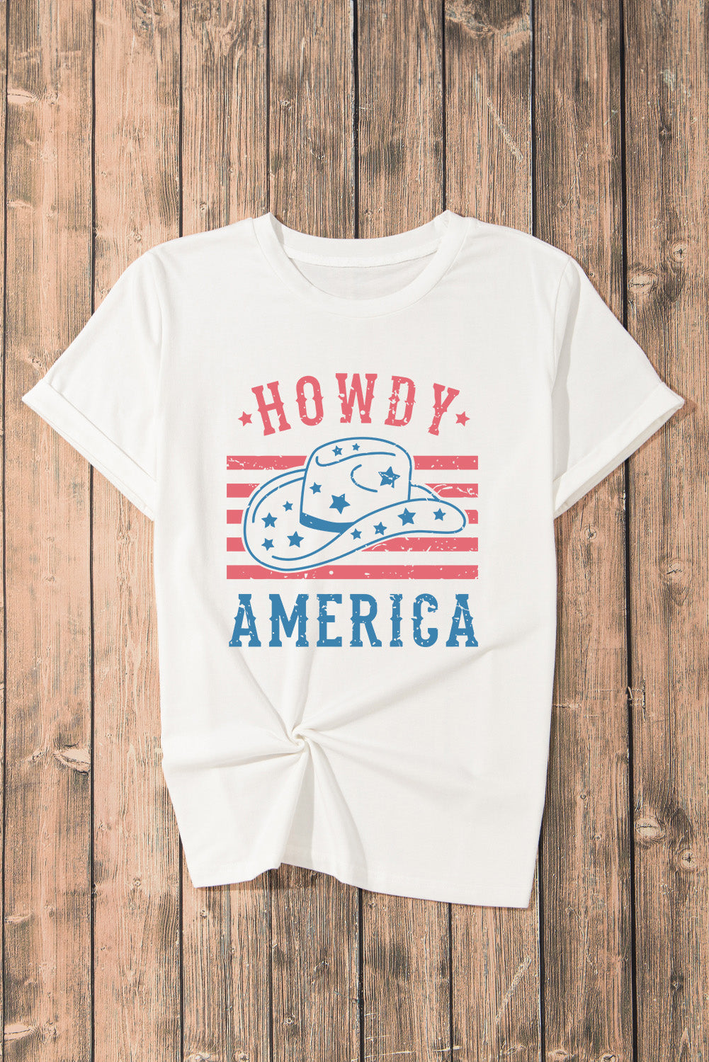 HOWDY America Graphic Round Neck Short Sleeve T-Shirt