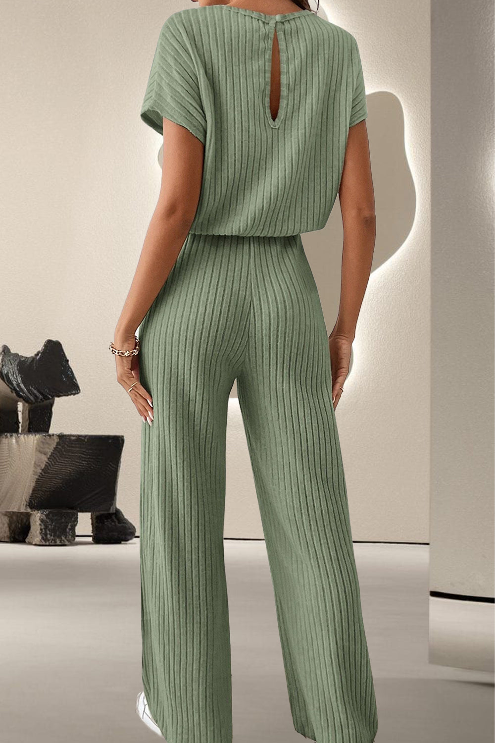 Kick Back And Relax Round Neck Short Sleeve Jumpsuit