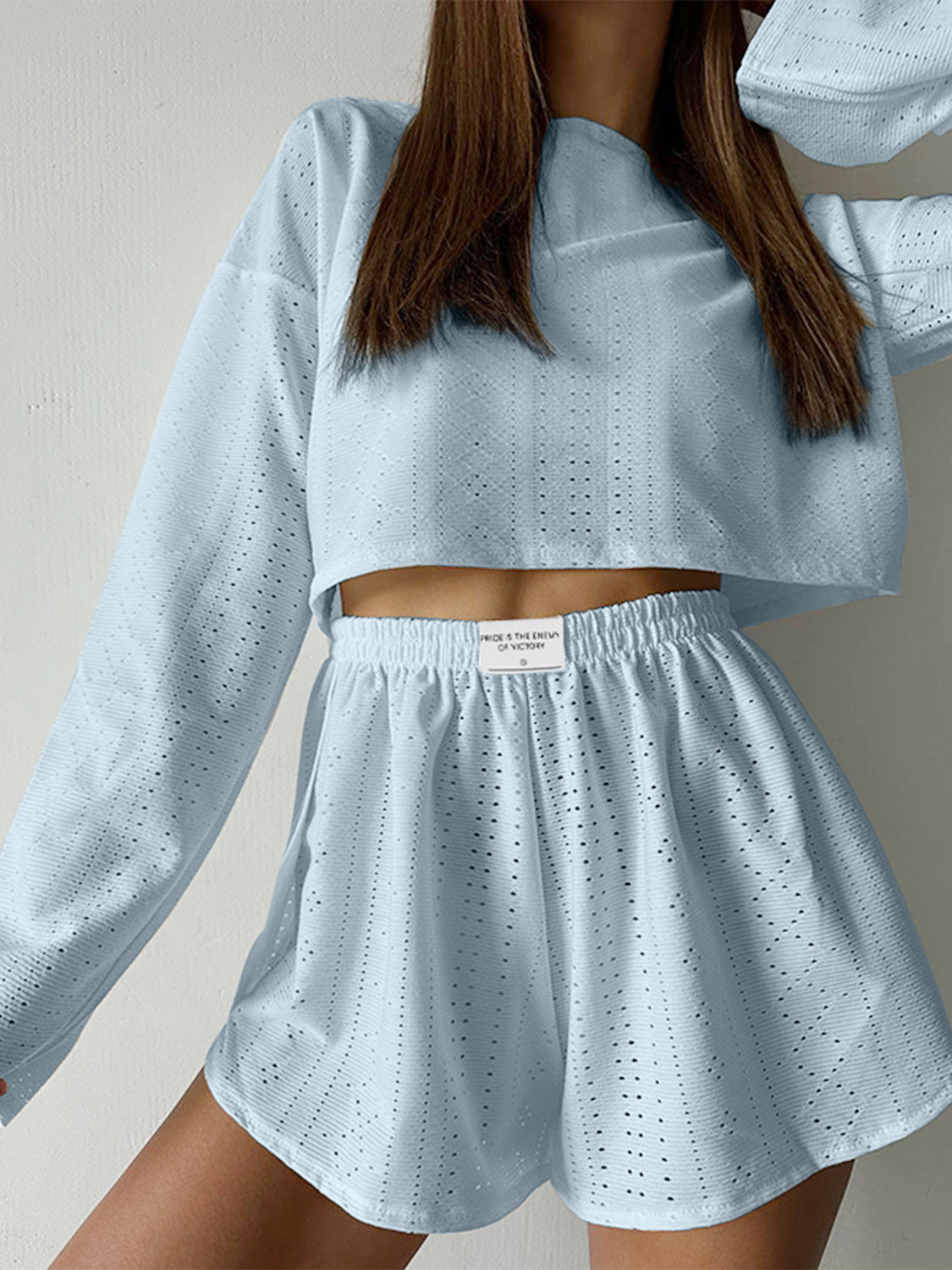 Eliza Eyelet Round Neck Top and Shorts Set