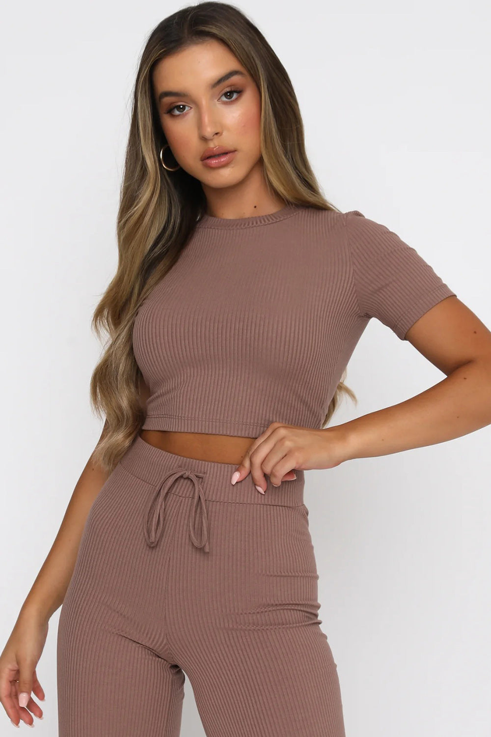 Renna Round Neck Short Sleeve Top and Pants Set
