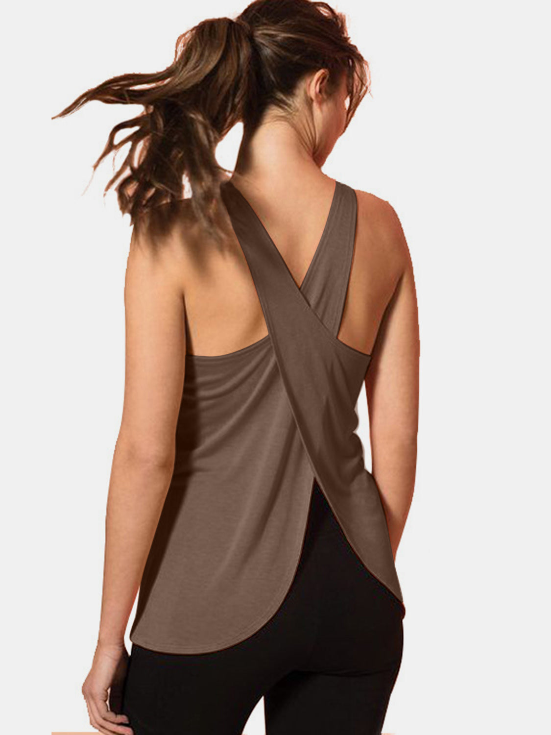 Janine Crisscross Scoop Neck Active Tank