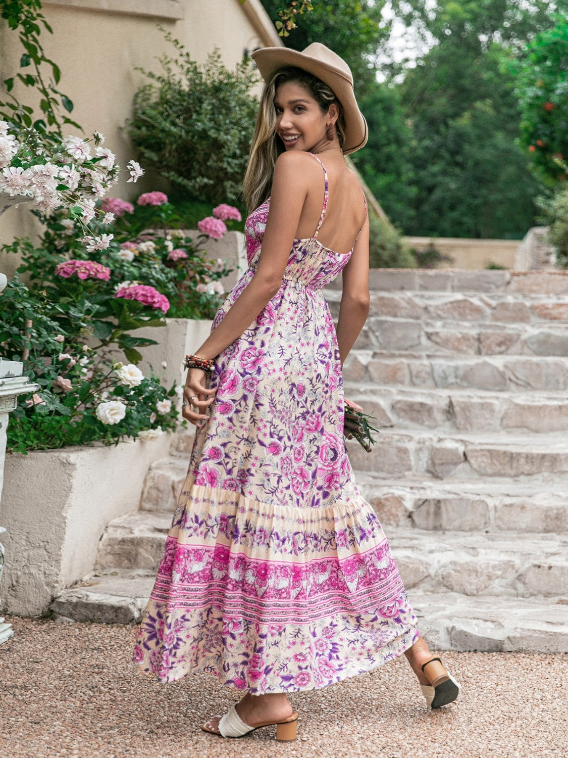 Taos Tassel Printed V-Neck Maxi Dress