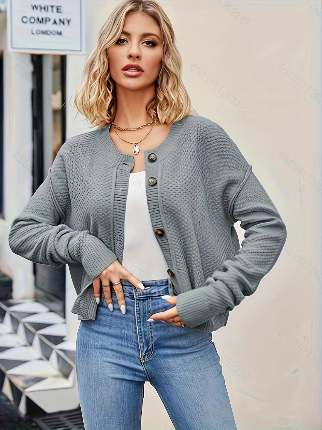 Billie Button Up Dropped Shoulder Cardigan