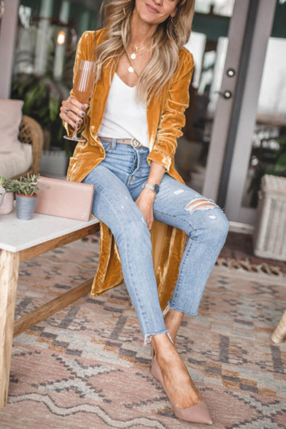 Polly Open Front Long Sleeve Coat