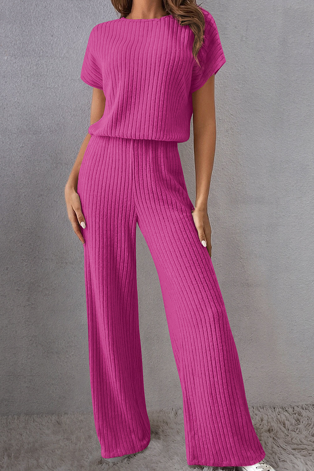 Kick Back And Relax Round Neck Short Sleeve Jumpsuit