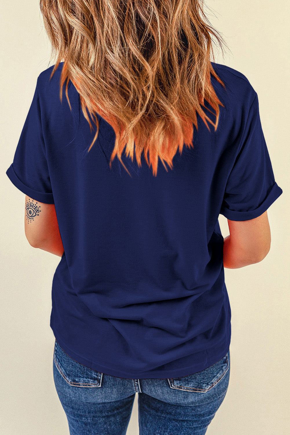 Stars and Stripes Patriotic Letter Round Neck Short Sleeve T-Shirt