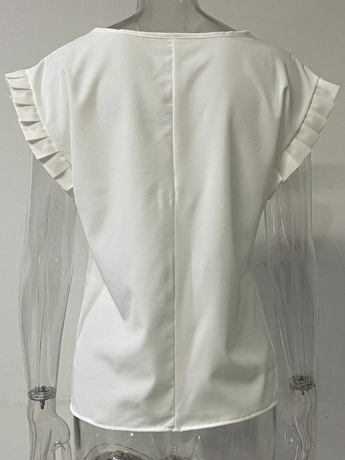 Ready or Not Ruffled Round Neck Cap Sleeve Blouse