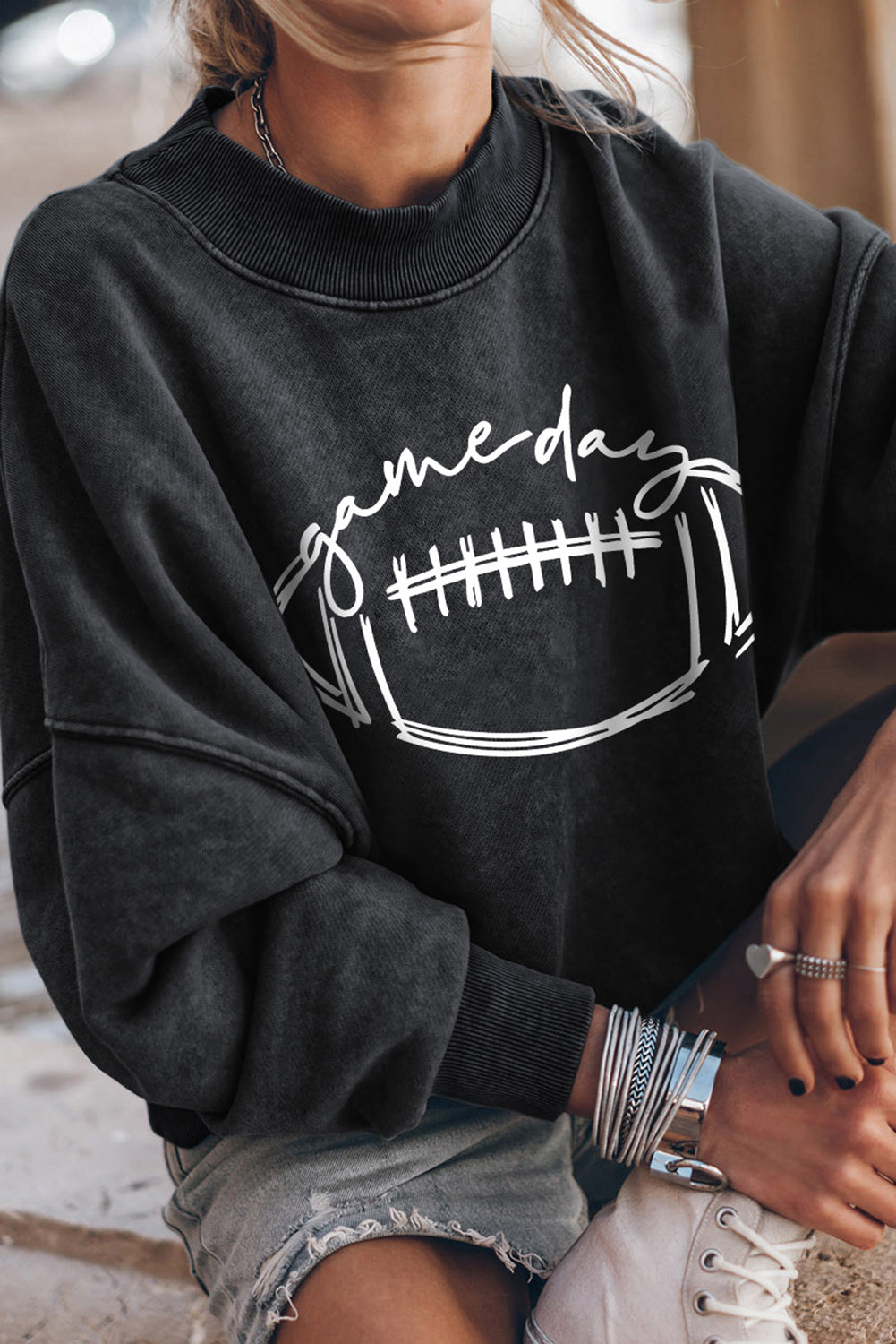 Game Day🏈Round Neck Long Sleeve FOOTBALL Graphic Sweatshirt