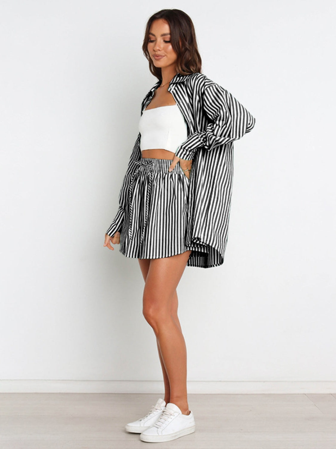 Sterling Striped Dropped Shoulder Shirt and Shorts Set