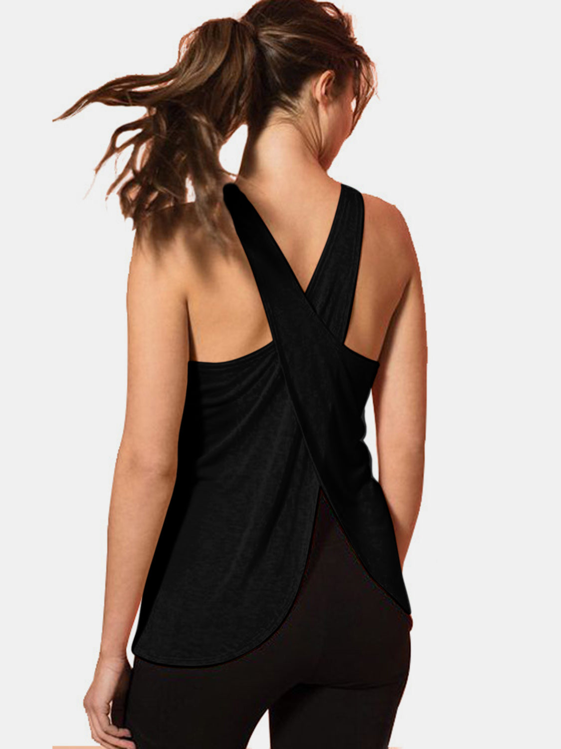 Janine Crisscross Scoop Neck Active Tank