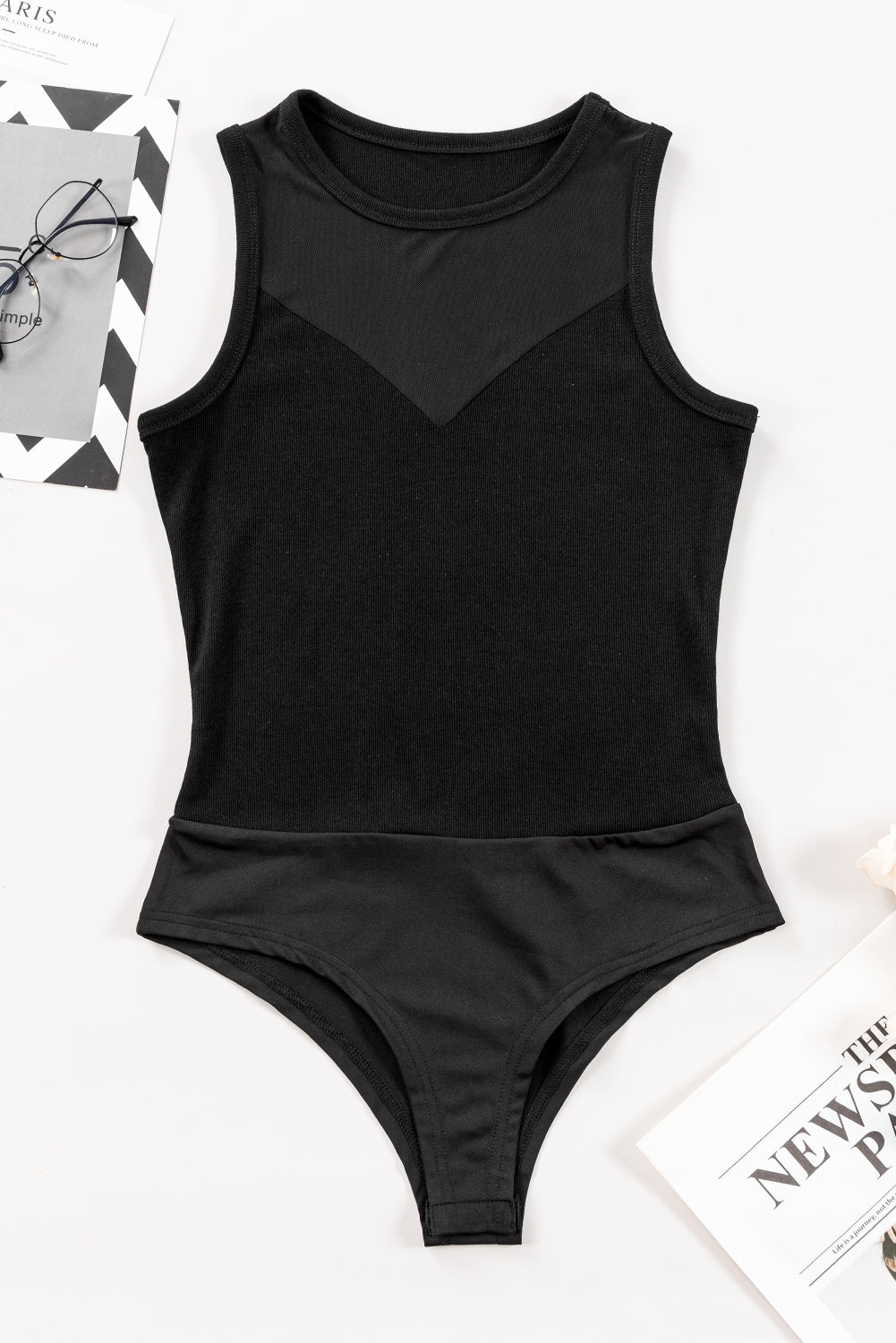Rally Round Neck Sleeveless Bodysuit