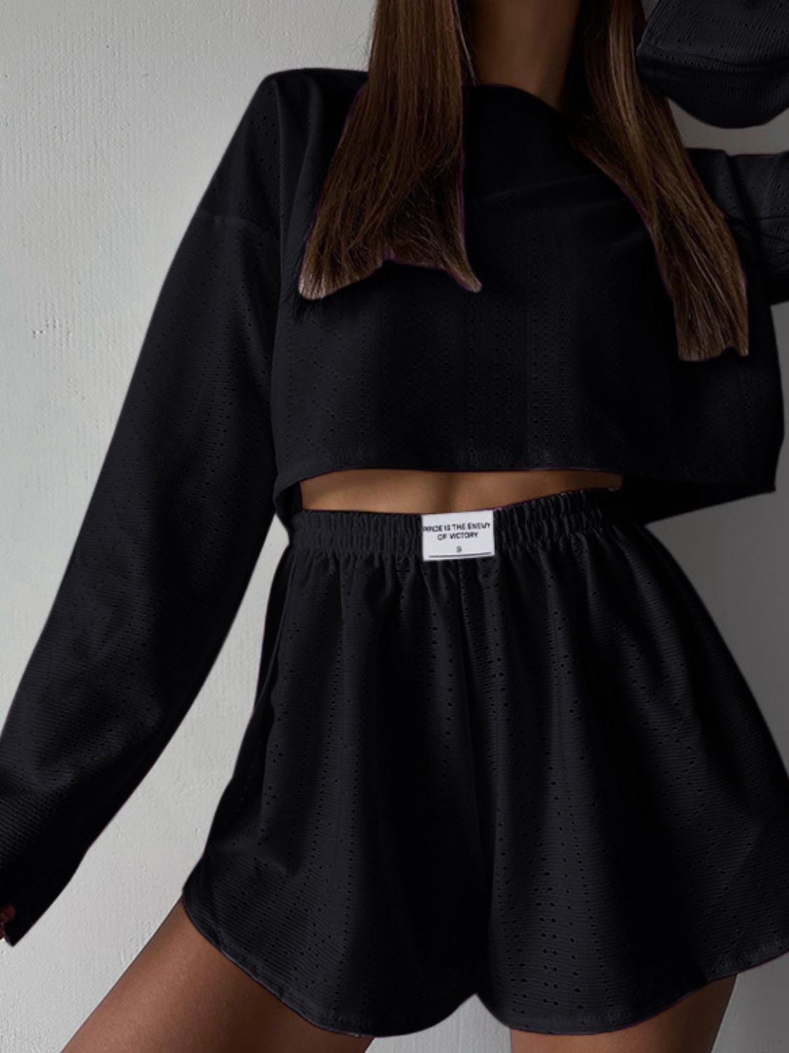 Eliza Eyelet Round Neck Top and Shorts Set