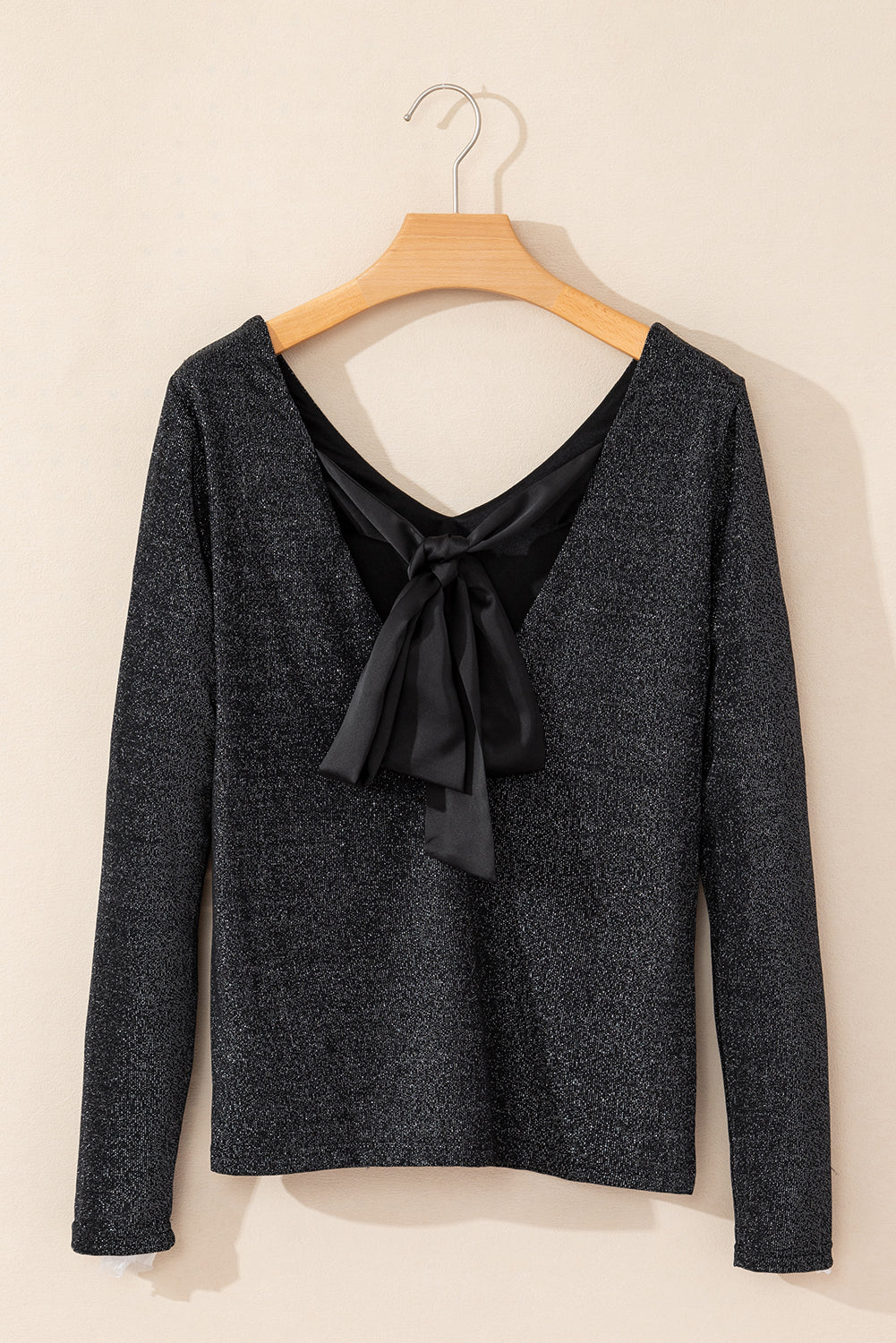 Mr. Claus Bowknot V-Neck Long Sleeve Blouse