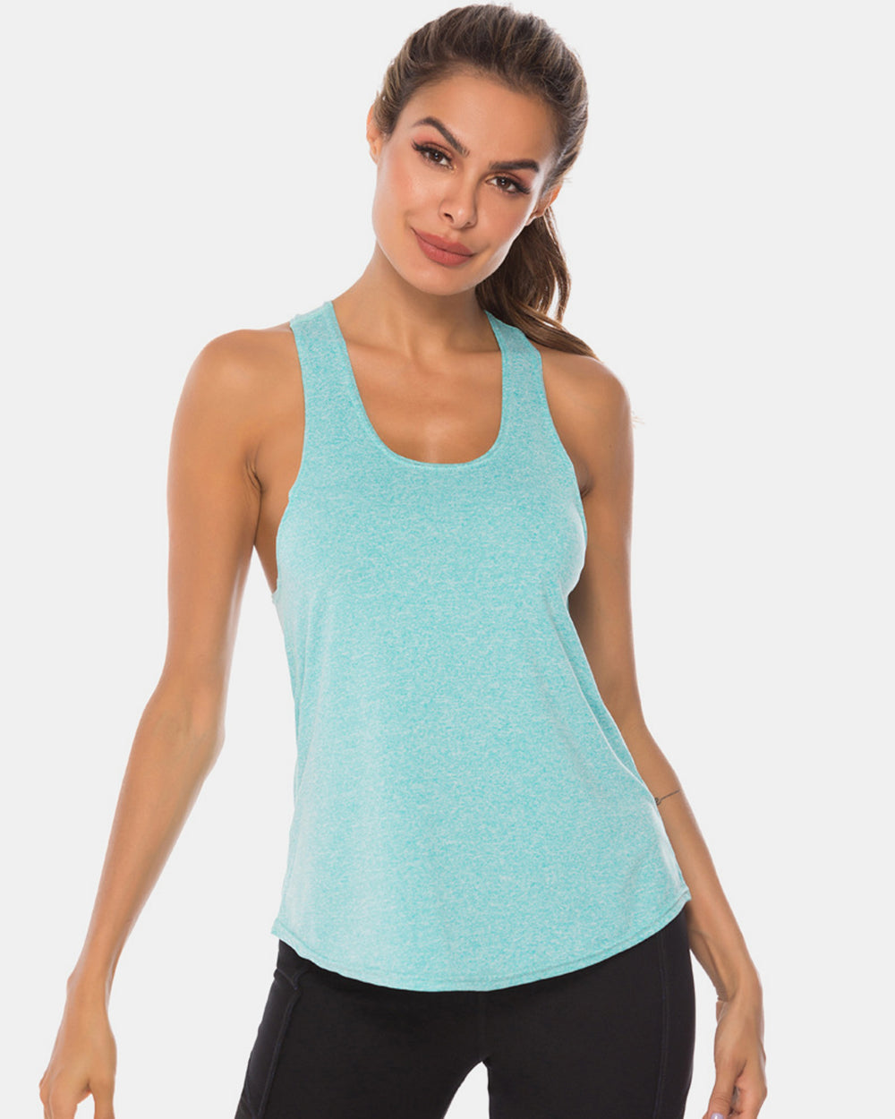 Janine Full Size Scoop Neck Wide Strap Active Tank