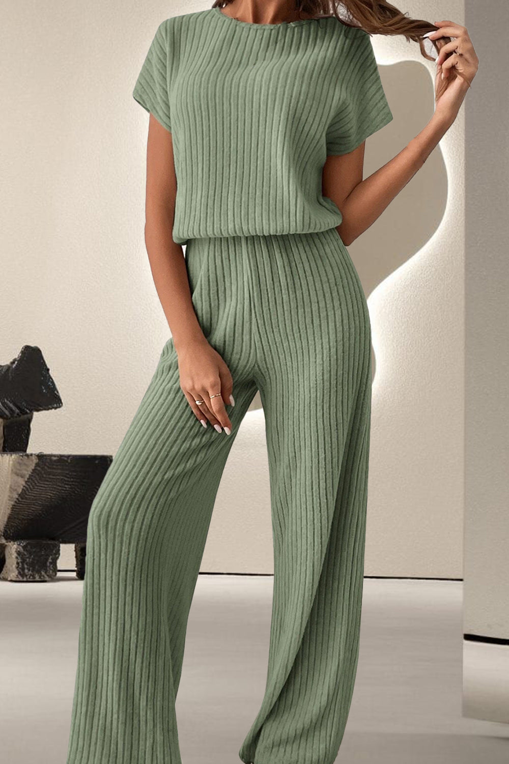 Kick Back And Relax Round Neck Short Sleeve Jumpsuit