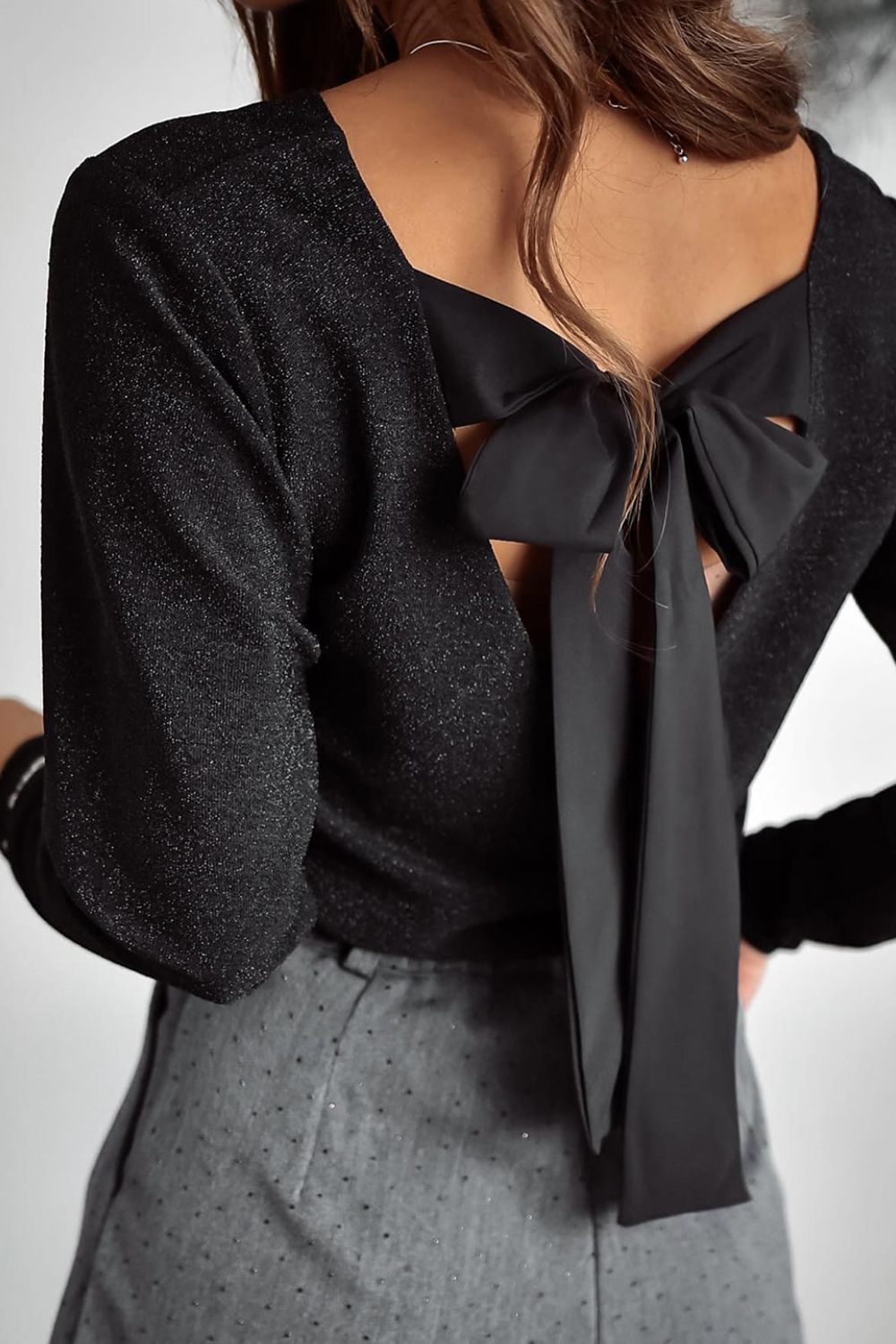 Mr. Claus Bowknot V-Neck Long Sleeve Blouse